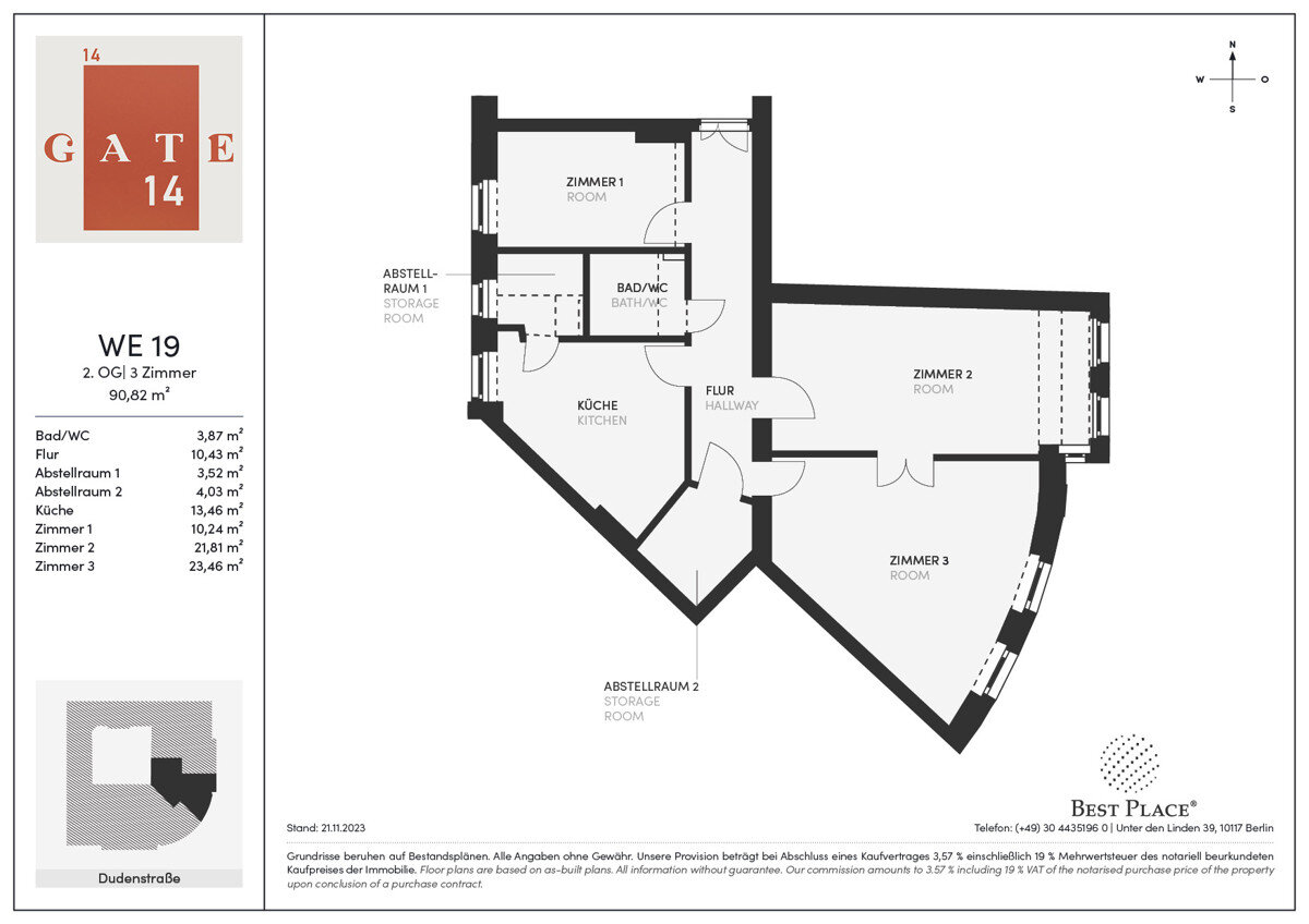 Wohnung zum Kauf 480.000 € 3 Zimmer 90,8 m²<br/>Wohnfläche 2.<br/>Geschoss 31.12.2024<br/>Verfügbarkeit Eylauer Straße 14 Schöneberg Berlin 10965