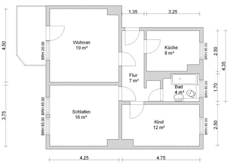 Wohnung zur Miete 441 € 3 Zimmer 69 m² 3. Geschoss Gudrunstraße 7 Pölbitz Zwickau 08058
