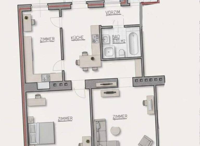 Wohnung zum Kauf 349.000 € 3 Zimmer 79 m² 3. Geschoss Wien 1050