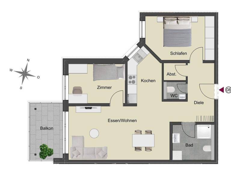 Wohnung zum Kauf provisionsfrei 307.800 € 3 Zimmer 70,9 m² Böblingen 71032