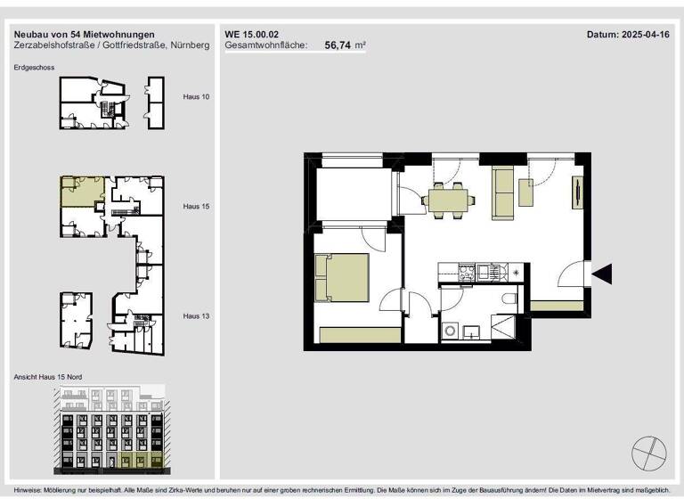 Wohnung zur Miete 943 € 2 Zimmer 56,3 m² EG frei ab sofort Zerzabelshofstraße 15 Zerzabelshof Nürnberg 90478