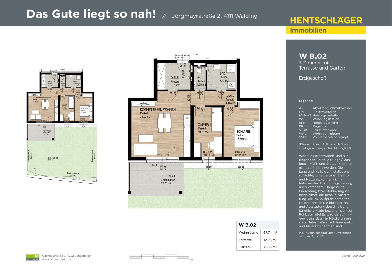 Wohnung zum Kauf 349.000 € 3 Zimmer 67,7 m²<br/>Wohnfläche Walding 4111