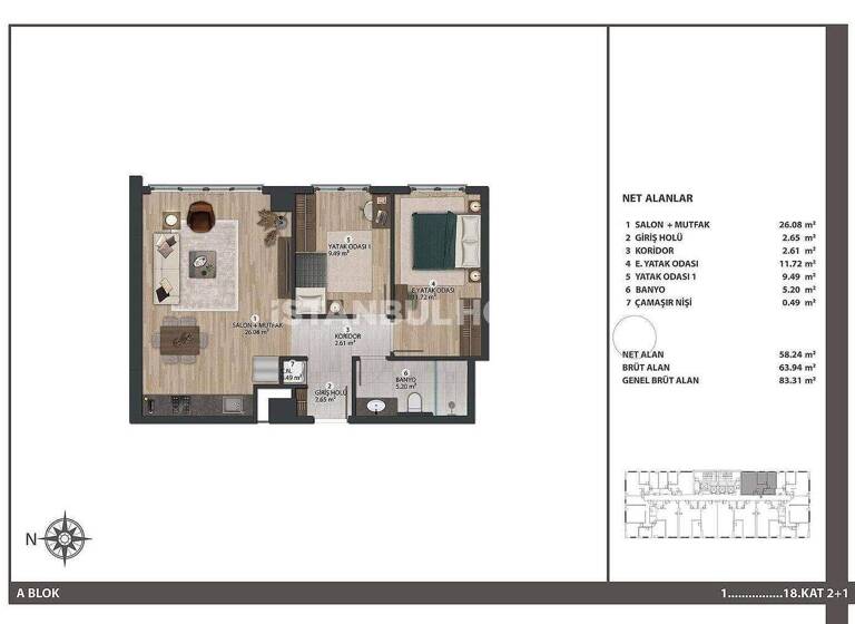 Wohnung zum Kauf 298.000 € 3 Zimmer 83 m² EG Istanbul 34212