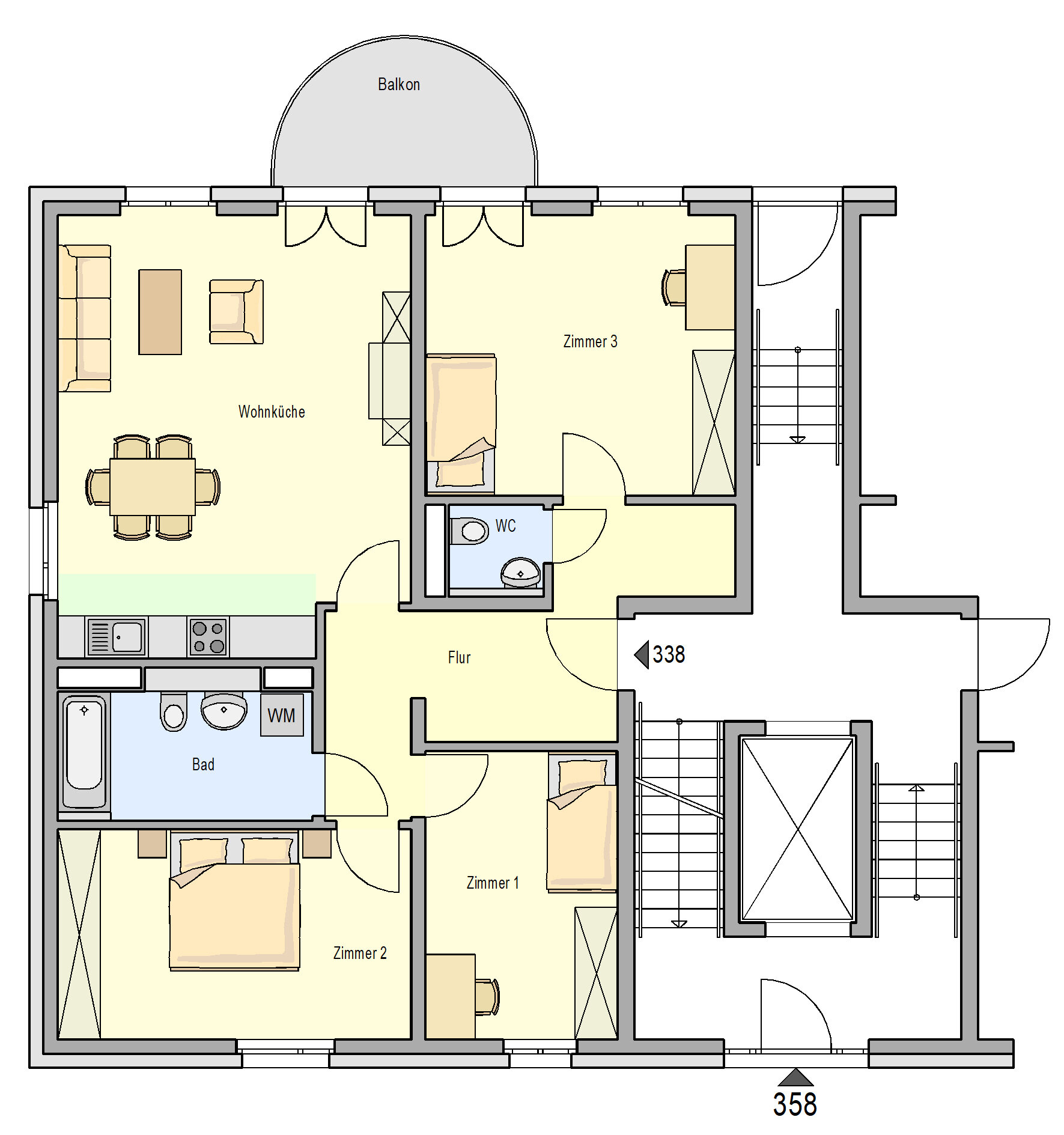 Wohnung zur Miete nur mit Wohnberechtigungsschein 958 € 4 Zimmer 95,8 m²<br/>Wohnfläche 1.<br/>Geschoss ab sofort<br/>Verfügbarkeit Regensburger Straße 358 Zerzabelshof Nürnberg 90480