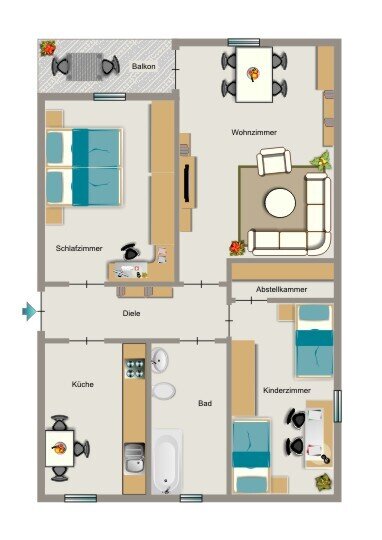 Wohnung zur Miete 507 € 3,5 Zimmer 62,6 m²<br/>Wohnfläche EG<br/>Geschoss Stegemannsweg 28 Beckhausen Gelsenkirchen 45897