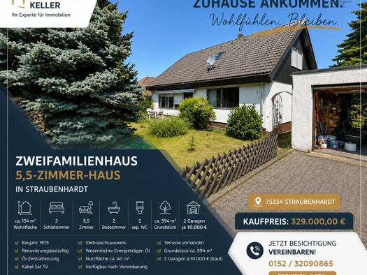 Mehrfamilienhaus zum Kauf 329.000 € 5,5 Zimmer 154 m² 594 m² Grundstück Schwann Straubenhardt 75334
