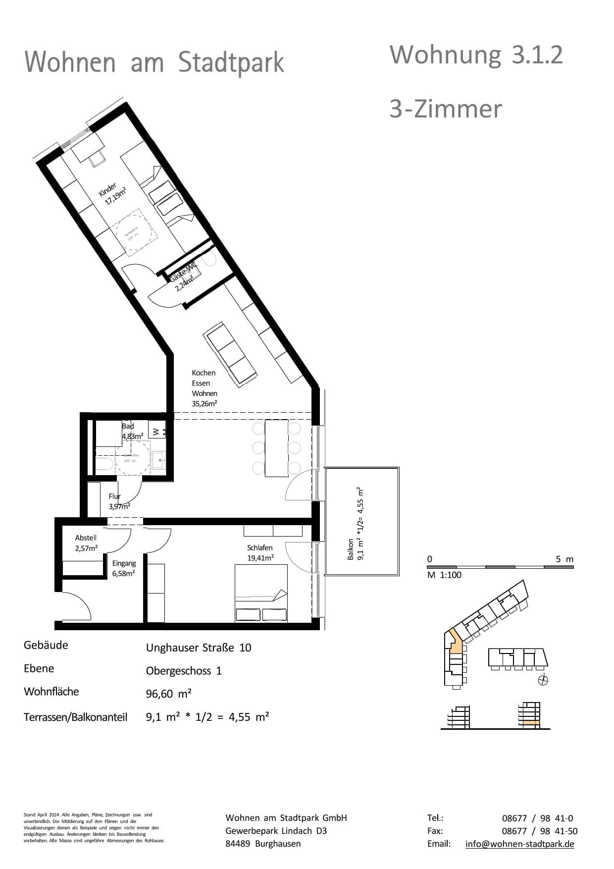 Wohnung zum Kauf provisionsfrei als Kapitalanlage geeignet 489.000 € 3 Zimmer 96,6 m²<br/>Wohnfläche Unghauser Straße 10 Burghausen Burghausen 84489