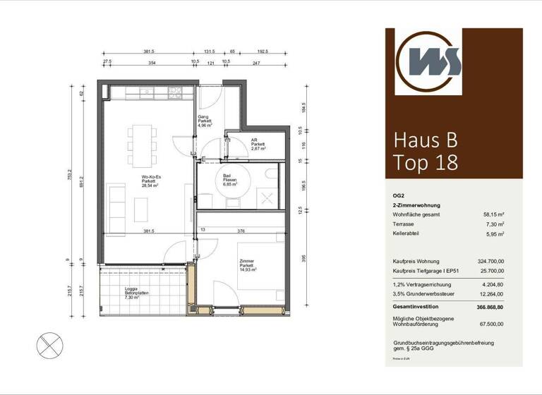 Wohnung zum Kauf 324.700 € 2 Zimmer 58,2 m² 2. Geschoss frei ab 01.09.2026 Gantschierstraße 10 Schruns 6780