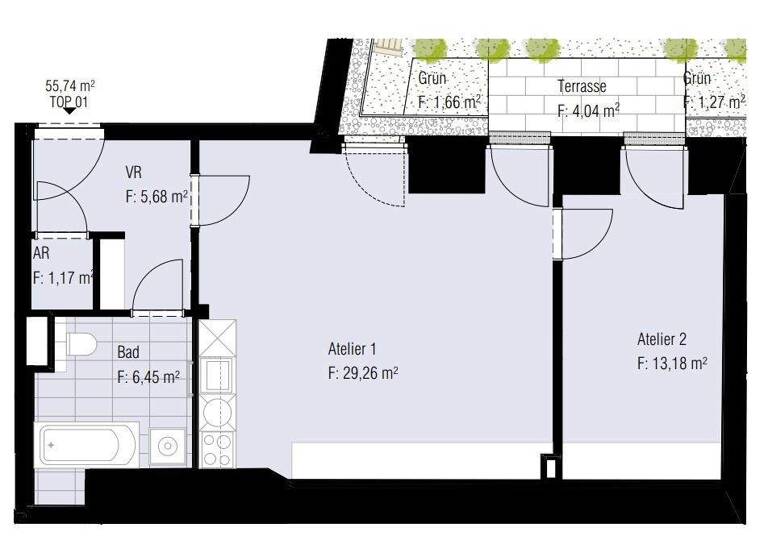 Büro zum Kauf - Erstbezug 5.613 € 2 Zimmer 55,7 m² Bürofläche Wien,Mariahilf 1060