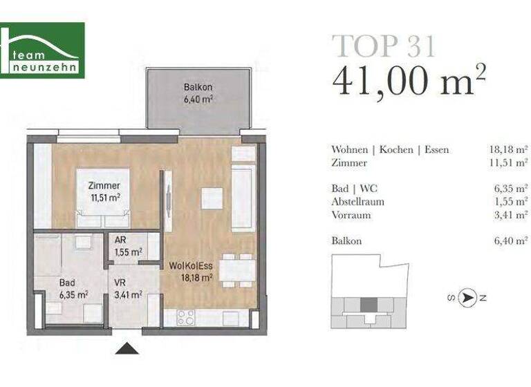 Wohnung zum Kauf provisionsfrei 231.627 € 2 Zimmer 41 m² 4. Geschoss Eggenberg Graz 8020