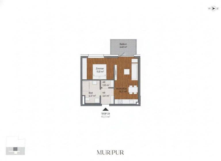 Wohnung zum Kauf - Erstbezug 226.546 € 2 Zimmer 41,1 m² 3. Geschoss Lagergasse Gries Graz,05.Bez.:Gries 8020