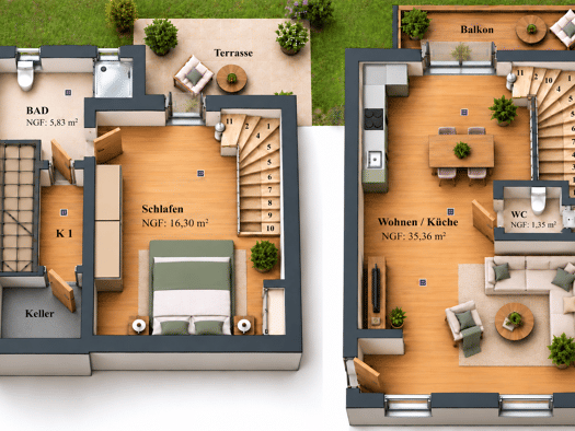 Maisonette zur Miete 850 € 2 Zimmer 63 m² Geschoss EG/1 frei ab 01.02.2027 Mettmann Mettmann 40822