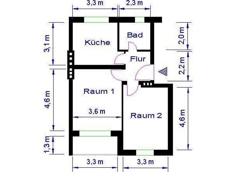 Wohnung zur Miete 336 € 2 Zimmer 56 m² 1. Geschoss Curiestr. 15 Neue Neustadt Magdeburg 39124