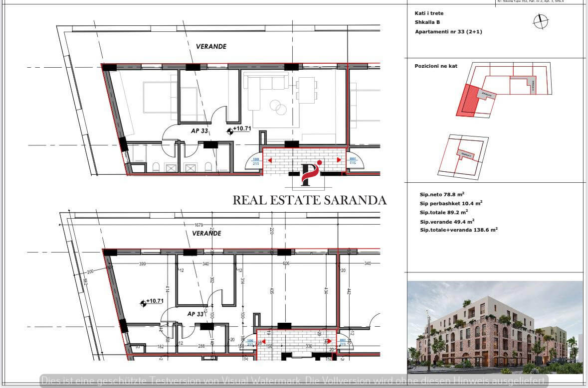 Wohnung zum Kauf 221.750 € 2 Zimmer 138,6 m²<br/>Wohnfläche 3.<br/>Geschoss Saranda 9701