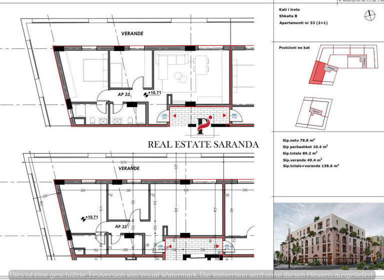 Wohnung zum Kauf 221.750 € 2 Zimmer 138,6 m² 3. Geschoss Saranda 9701