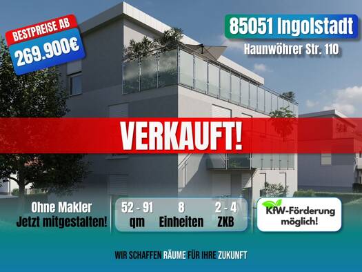 Terrassenwohnung zum Kauf - Neubau provisionsfrei 349.900 € 2 Zimmer 64 m² 2. Geschoss frei ab 31.12.2026 Haunwöhrer Straße 110 Ingolstadt Ingolstadt 85051