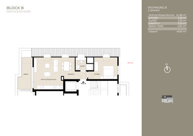 Wohnung zur Miete 995 € 2 Zimmer 46,8 m² frei ab sofort Plieningen Stuttgart 70599