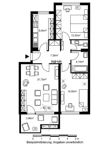 Wohnung zur Miete 640 € 3 Zimmer 74 m² 3. Geschoss Büdinger Straße 7C Nordwest Hanau 63452