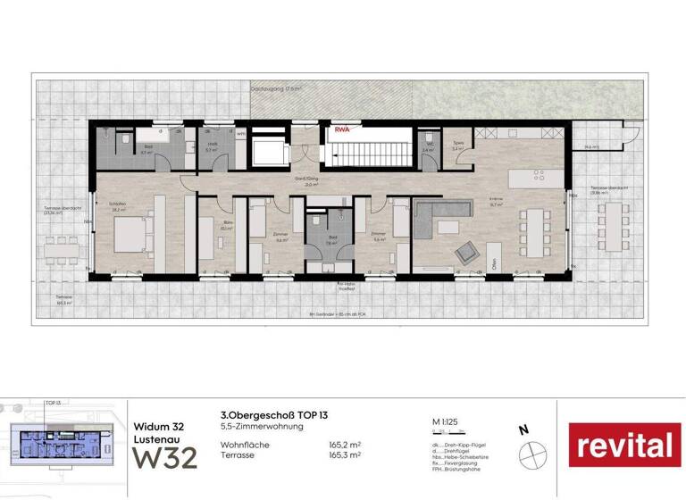 Penthouse zum Kauf - Erstbezug 5,5 Zimmer 165 m² 3. Geschoss Widum 32 Lustenau 6890