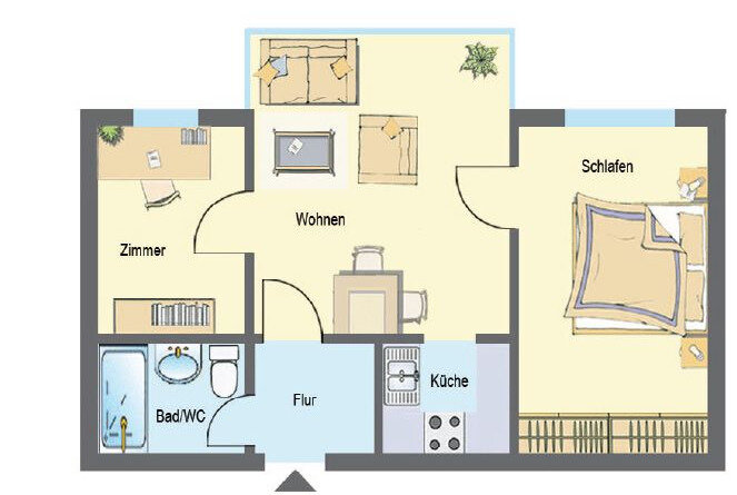 Wohnung zum Kauf 160.000 € 3 Zimmer 41,4 m²<br/>Wohnfläche 3.<br/>Geschoss ab sofort<br/>Verfügbarkeit Dürrenhofstraße 50 Glockenhof Nürnberg 90478