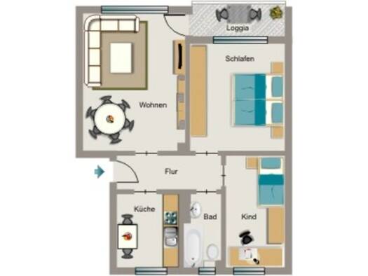 Wohnung zur Miete 520 € 3,5 Zimmer 64 m² 2. Geschoss Hubertusstraße 14 Süd Herten 45699