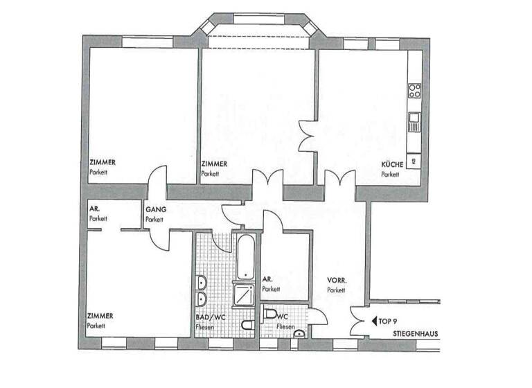 Wohnung zur Miete 1.932 € 3,5 Zimmer 138 m² 2. Geschoss Untere Weißgerberstraße Wien 1030