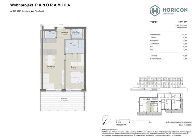 Terrassenwohnung zum Kauf 459.000 € 2 Zimmer 53 m² 1. Geschoss Aldrans 6071