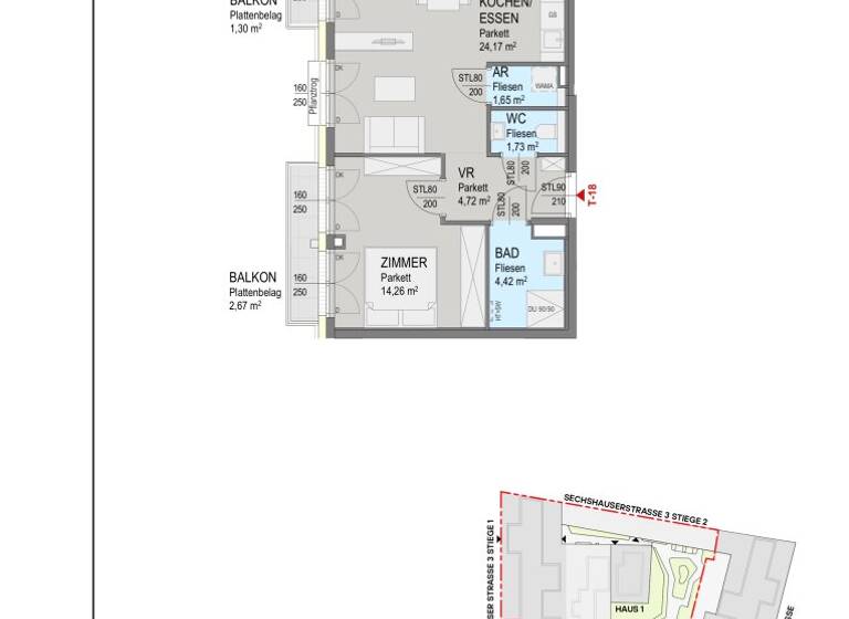Wohnung zum Kauf - Erstbezug 369.000 € 3 Zimmer 51 m² 2. Geschoss Sechshauser Straße Wien 1150