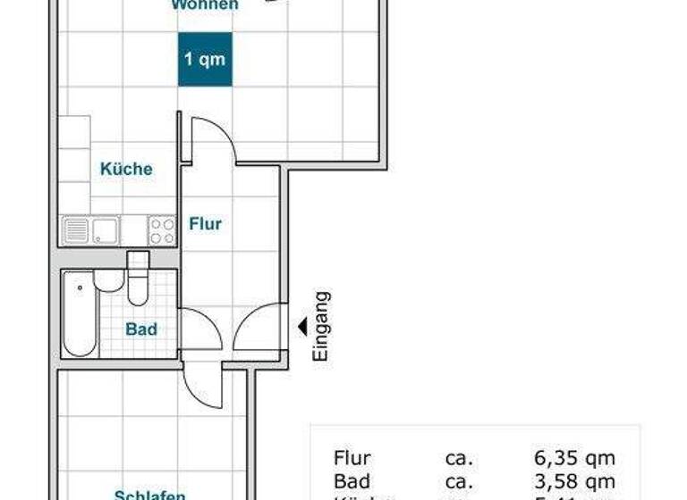 Wohnung zur Miete 470 € 2 Zimmer 48,6 m² 4. Geschoss frei ab 08.03.2026 Rottwerndorfer Str. 34 Leuben Dresden 01257