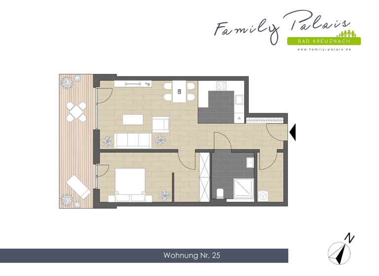 Terrassenwohnung zur Miete 1.050 € 2 Zimmer 77,3 m² EG Alzeyer Straße 71 Bad Kreuznach 55543