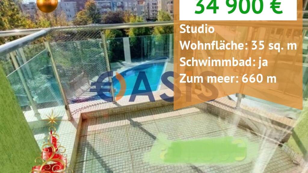 Studio zum Kauf provisionsfrei 34.900 € 1 Zimmer 35 m² 3. Geschoss Slanchev Bryag Sunny Beach 8240
