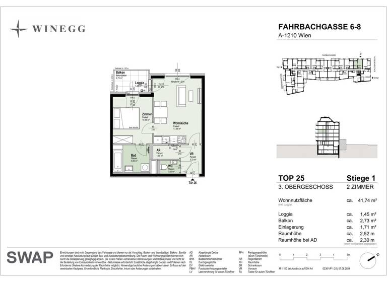 Wohnung zum Kauf - Erstbezug 297.400 € 2 Zimmer 41,8 m² 3. Geschoss Fahrbachgasse 6-8 Wien 1210