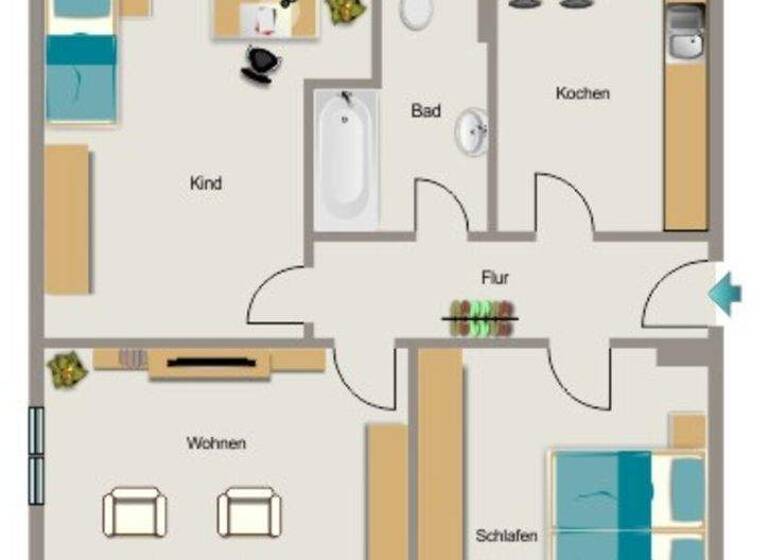 Wohnung zur Miete nur mit Wohnberechtigungsschein 347 € 3,5 Zimmer 60,9 m² 1. Geschoss Kleiststraße 54 Obermarxloh Duisburg 47166