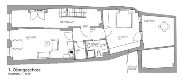 Wohnung zur Miete 480 € 2 Zimmer 48 m²<br/>Wohnfläche 1.<br/>Geschoss 01.03.2025<br/>Verfügbarkeit Planungsbezirk 102 Straubing 94315