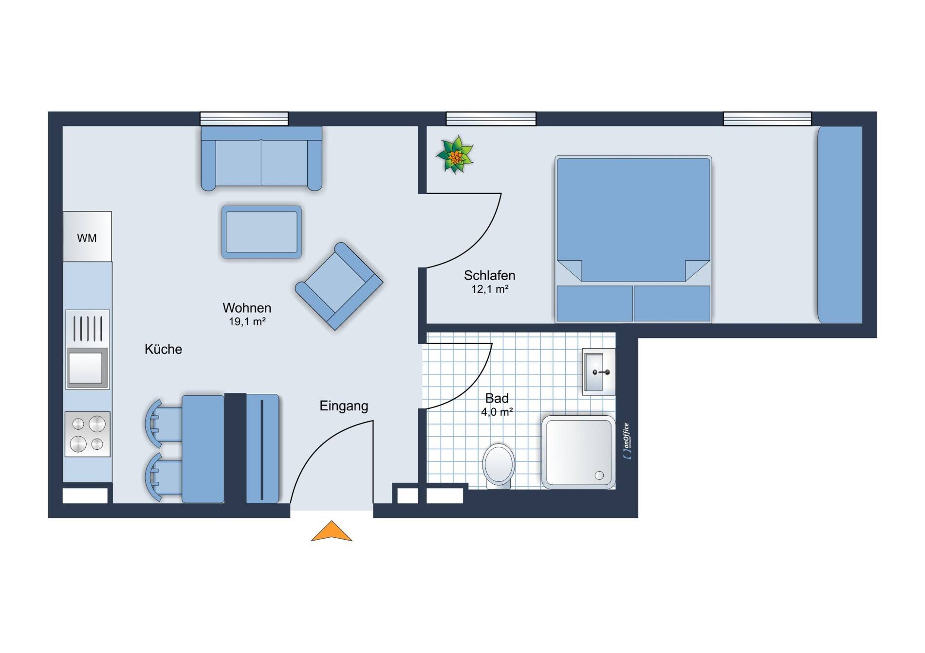 Wohnung zur Miete 450 € 2 Zimmer 35 m²<br/>Wohnfläche 1.<br/>Geschoss ab sofort<br/>Verfügbarkeit Wiesenfelden Wiesenfelden 94344