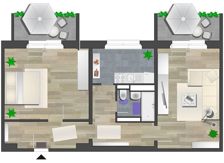 Wohnung zur Miete 326 € 2 Zimmer 54,3 m² EG Rosenhof 9 Zentrum Chemnitz 09111