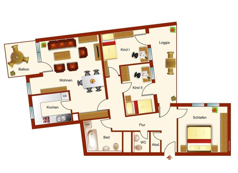 Wohnung zur Miete 650 € 4 Zimmer 101,7 m² 3. Geschoss Eisenach 99817