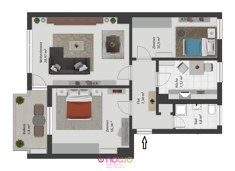 Wohnung zum Kauf 150.000 € 3 Zimmer 67,3 m² 1. Geschoss Obersickte Sickte 38173