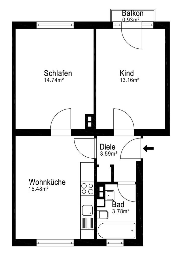 Wohnung zum Kauf provisionsfrei 139.000 € 2 Zimmer 50 m²<br/>Wohnfläche 1.<br/>Geschoss Manteuffelstraße 14 Kalk Köln 51103