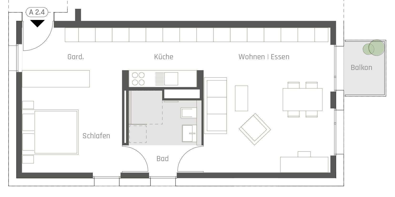 Wohnung zum Kauf provisionsfrei 299.800 € 2 Zimmer 55 m²<br/>Wohnfläche 1.<br/>Geschoss Bachstraße 40 Weissach Weissach 71287