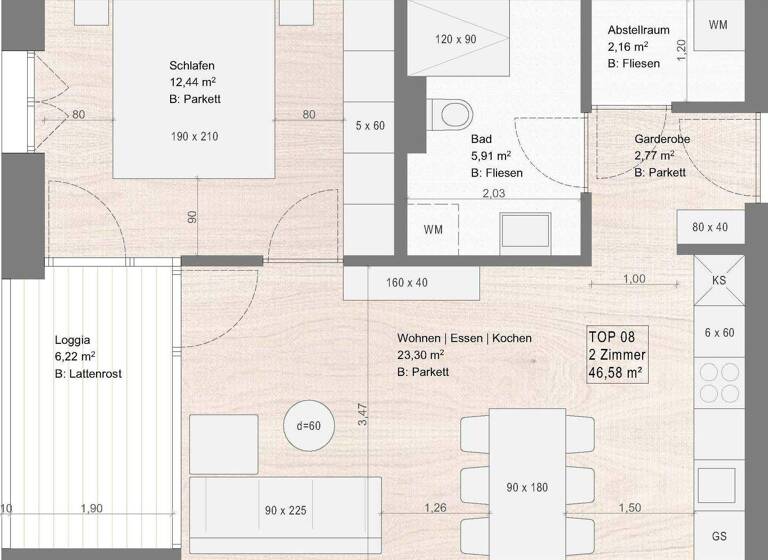 Wohnung zum Kauf provisionsfrei 308.376 € 2 Zimmer 46,6 m² EG Bregenz 6900