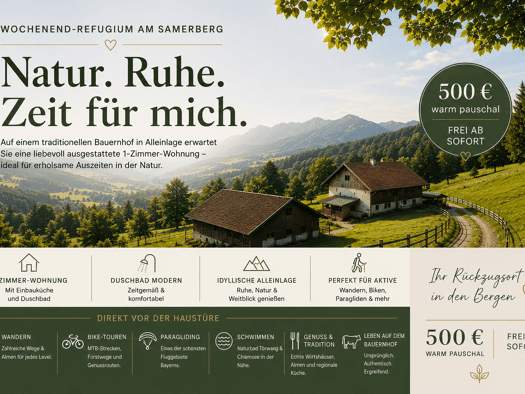 Studio zur Miete 450 € 1 Zimmer 35 m² Hartbichl Samerberg 83122