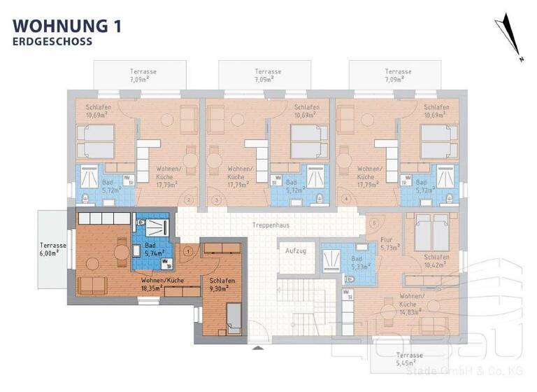 Wohnung zum Kauf 209.900 € 2 Zimmer 38,7 m² Brillenburgsweg 10 Buxtehude 21614