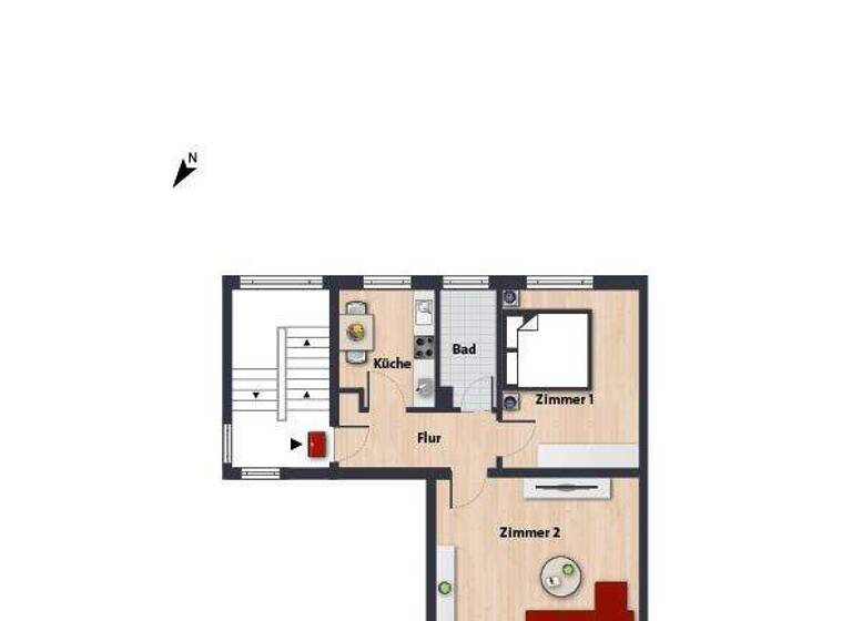 Wohnung zur Miete 370 € 2 Zimmer 51,3 m² 2. Geschoss frei ab 26.03.2026 Händelstr. 42 Hohenstein Wolfsburg 38440