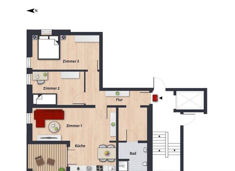 Wohnung zur Miete 996 € 3 Zimmer 94,9 m² 1. Geschoss frei ab sofort John-F.-Kennedy-Allee 31 Detmerode Wolfsburg 38444