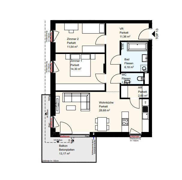 Wohnung zum Kauf 299.000 € 3 Zimmer 76,7 m²<br/>Wohnfläche 1.<br/>Geschoss Bruck an der Leitha 2460