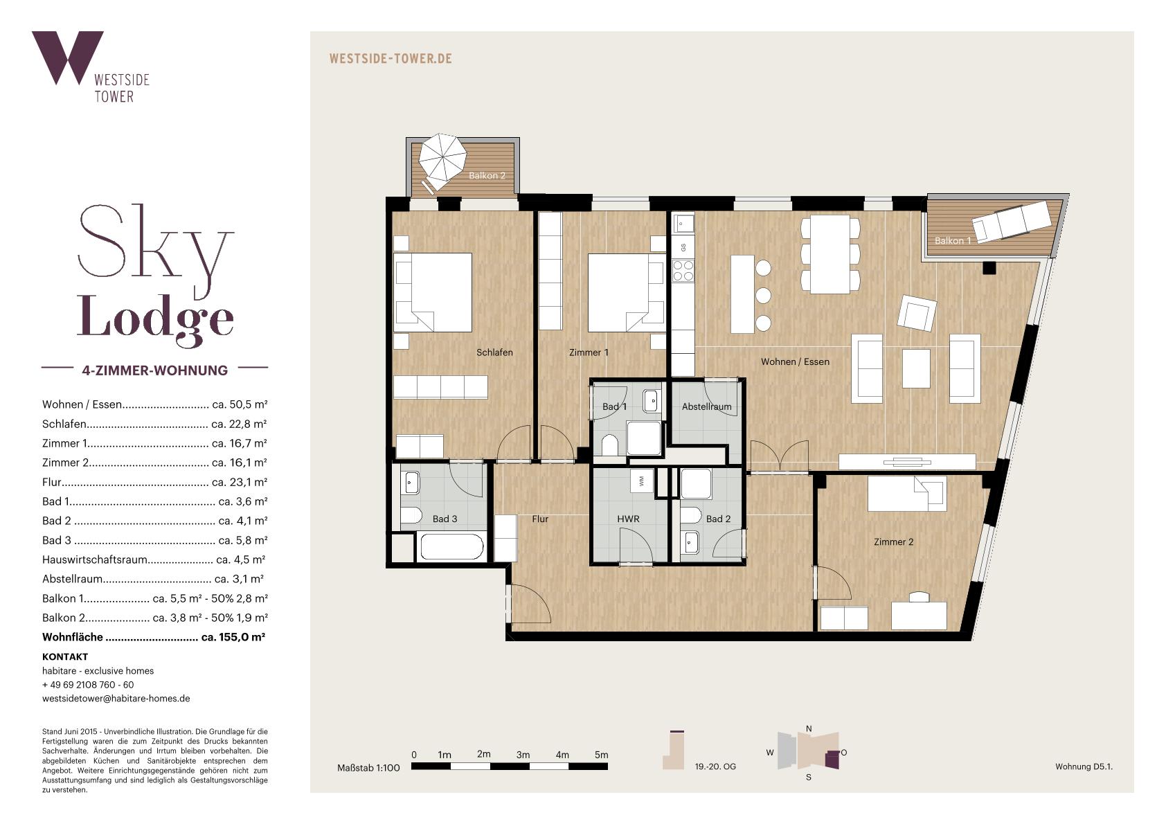 Wohnung zur Miete 3.190 € 4 Zimmer 155 m²<br/>Wohnfläche 20.<br/>Geschoss Europa-Allee 140, 142 Bockenheim Frankfurt 60486