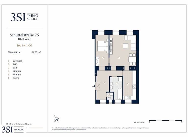 Wohnung zum Kauf 285.000 € 2 Zimmer 64,8 m² 1. Geschoss Schüttelstraße 75 Wien 1020
