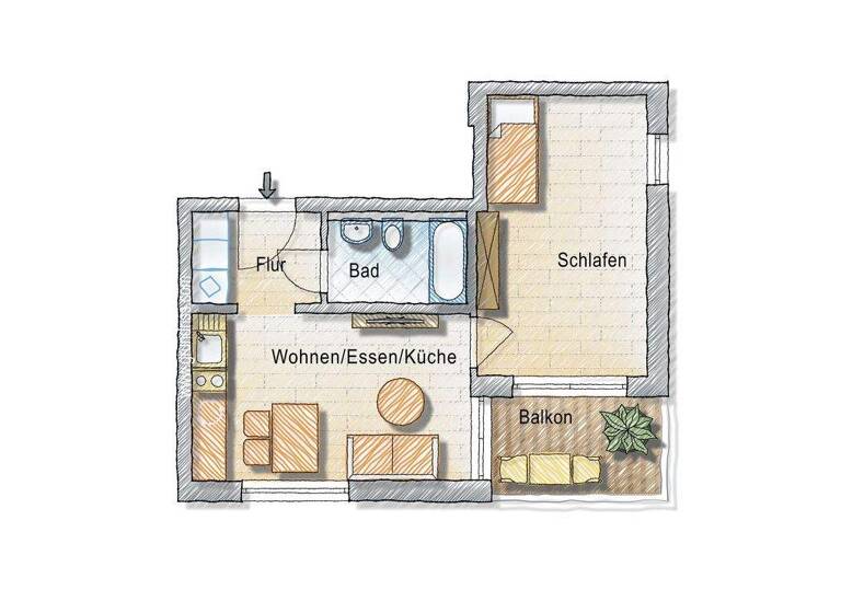 Wohnung zum Kauf 288.975 € 2 Zimmer 38,5 m² 1. Geschoss Achdorf Landshut 84036