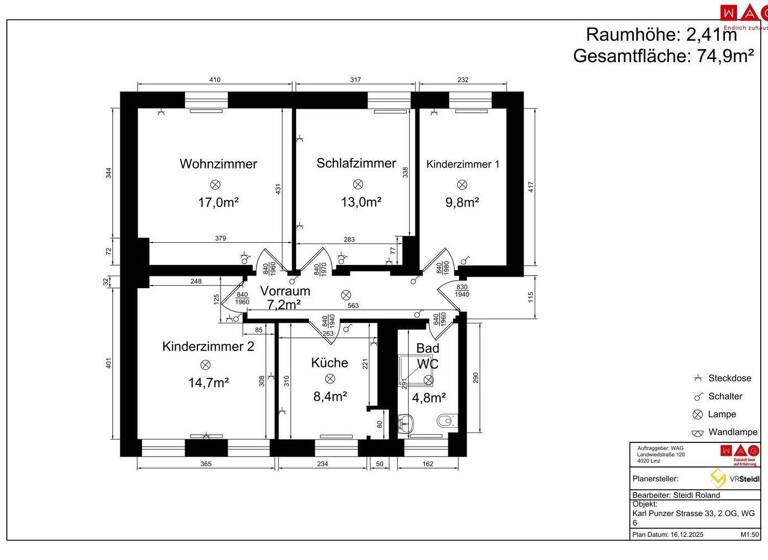Wohnung zur Miete 346 € 4 Zimmer 75,6 m² 2. Geschoss frei ab 01.04.2026 Karl-Punzer-Straße Hinterberg Steyr 4400